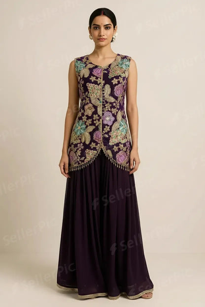 Heritage Floral Embroidered Indo-Western Ensemble