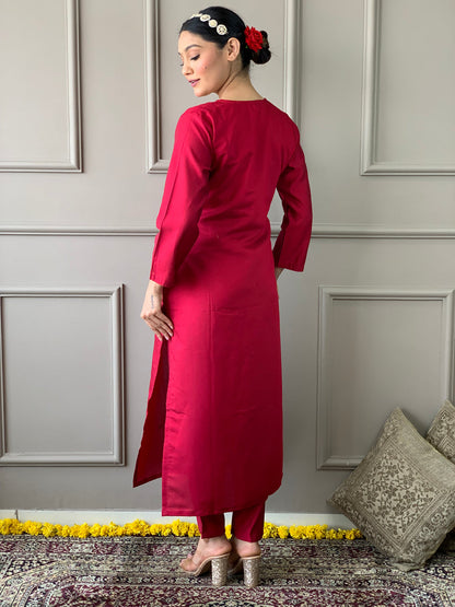 Elegant Rani Pink Festive Salwar Suit with Scalloped Floral Dupatta