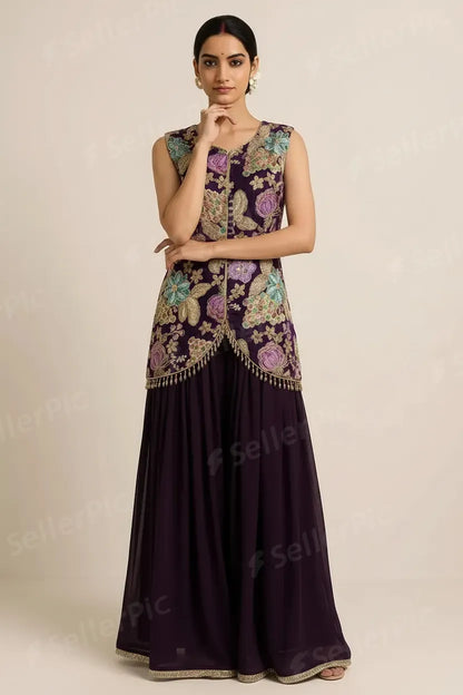 Heritage Floral Embroidered Indo-Western Ensemble